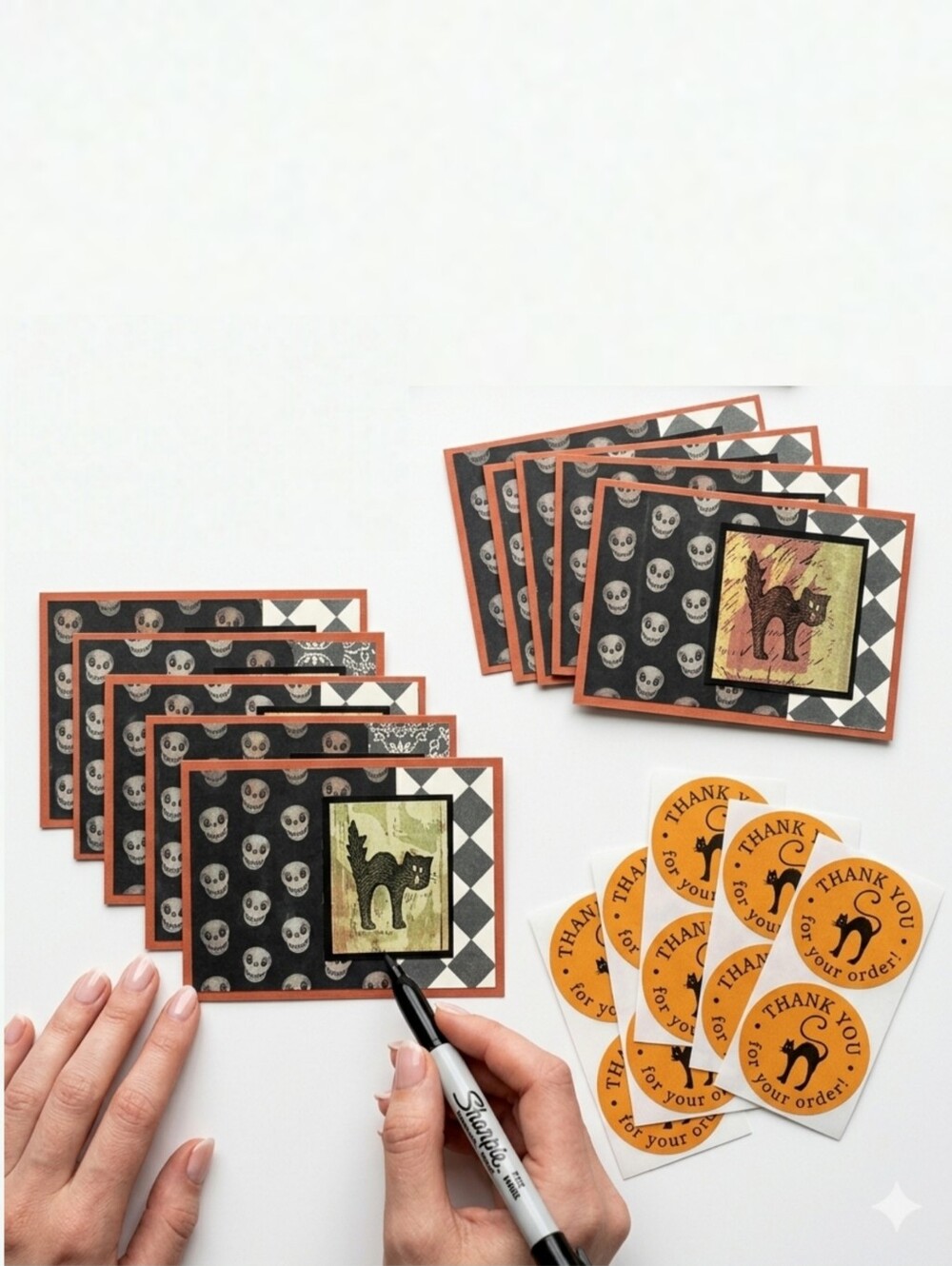 50 Piece Shipping Bundle • Halloween Black Cat • Polymailers Cards & Stickers